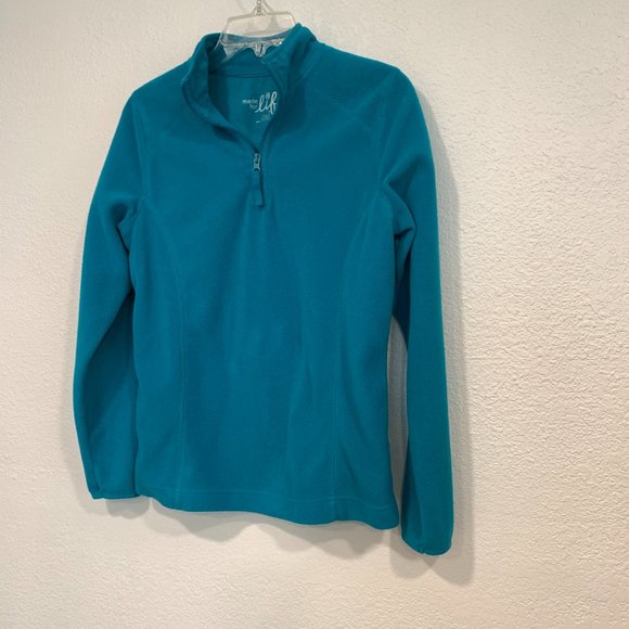 Made For Life Fleece Pullover Sweatshirt Top 1/4 Zip Long Slvs Teal Womens Small - Picture 7 of 7